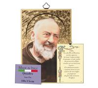 F.LLI BONELLA FRATELLI BONELLA - Picture of Saint Pio and Dedicated Prayer in Italian - Picture in Poplar MDF - Religious Picture for Bedroom 8 mm x 10 cm x 15 cm Made in Italy