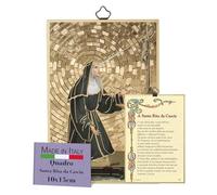 F.LLI BONELLA FRATELLI BONELLA - Picture of Saint Rita of Cascia and Dedicated Prayer in Italian - Picture in Poplar MDF Wood - Religious Picture for Bedroom 8 mm x 10 cm x 15 cm Made in Italy