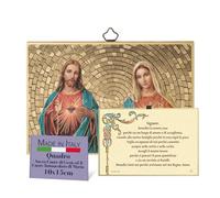 F.LLI BONELLA FRATELLI BONELLA - Religious Picture for Bedroom Heart of Jesus and the Immaculate Heart of Mary and Blessing - Picture in Poplar MDF Wood - Religious Picture for Bedroom 8 mm x 10 cm x