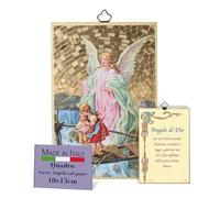 F.LLI BONELLA FRATELLI BONELLA - Sacred Picture of the Angel on the Bridge and Prayer of the Angel of God in Italian - Picture in MDF Poplar Wood - Religious Picture for the Bedroom 8 mm x 10 cm x 15