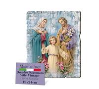 F.LLI BONELLA FRATELLI BONELLA - Vintage Shaped Holy Family Picture - Poplar Wood Picture Thickness 8mm - Holy Family Bedroom Canvas 19x24 cm - 100% Made in Italy