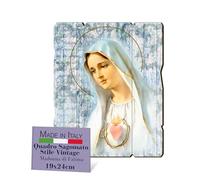 F.LLI BONELLA FRATELLI BONELLA - Vintage Shaped Madonna of Fatima Picture - Poplar Wood Picture Thickness 8mm - Madonna Bedroom Picture 19x24 cm - 100% Made in Italy