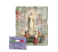 F.LLI BONELLA FRATELLI BONELLA - Vintage Shaped Madonna of Fatima Picture - Poplar Wood Picture Thickness 8mm - Madonna Bedroom Picture 19x24 cm - 100% Made in Italy