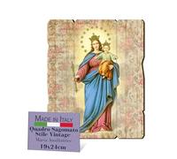 F.LLI BONELLA FRATELLI BONELLA - Vintage Shaped Mary Help of Christians Picture - Poplar Wood Picture Thickness 8mm - Religious Bedroom Picture 19x24 cm - 100% Made in Italy
