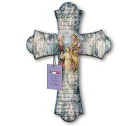 F.LLI BONELLA FRATELLI BONELLA - Wall Crucifix in Poplar Wood Depicting the Holy Family - Vintage Crucifix 17x24 cm - Wooden Crucifix 100% Made in Italy