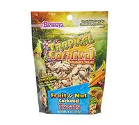 F.M. Brown'S Tropical Carnival Fruit & Nut Cockatiel, Conure And Lovebird Treat With Natural Fruits, Nuts, Seeds And Veggies, 8-Oz Bag - Treat Bits Designed For Small Hookbills