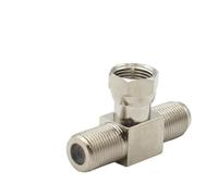 F Male To 2 Female Connector T Type 3 Way RF Adapter To TV IEC 4 Splitter For Coaxial Antenna Cable(Type1,1PCS)
