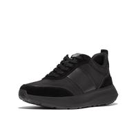 F-Mode Flow Fabric/Suede/Leather Flatform Sneakers All Black