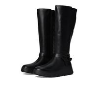 Fitflop Womens F-mode Folded-knot Flatform Tall Stretch Boots, Black, 4 UK