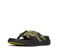 Fitflop Women's F-Mode GO Leopard Webbing Strappy FLIP-Flops, Lemongrass Mix, 6 UK