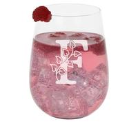 F Personalised Monogram Initial Etched Gin Glass Engraved Name Stemless Gin Glass Birthday Gift for Her or Him Custom Name Gift for Her or Him Personalised Initial Engraved Stemless Gin Glass 590ml