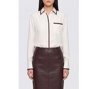 F.r.s For Restless Sleepers F. R.S FOR RESTLESS SLEEPERS Silk Pajama-Style Shirt with Ruffled Collar and Contrast Piping - Size: XS - female