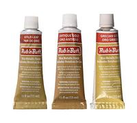 F|S FRAMER SUPPLY Amaco Rub 'N Buff Wax Metallic Finish, 3 Color Gold Assortment (Gold Leaf, Antique Gold, Grecian Gold)