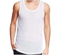 F & S LTD 1/3/6 Mens Executive Quality UK Made Pure 100% Cotton Mesh White Vest Top in Size Small to 3XL (3Pairs, Large)