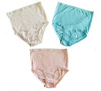 F & S LTD 3/6/12 X Pack Ladies Cotton Tunnel Elastic Jacquard Full Briefs Pastel Colours in Size WMS - 6XOS (12, 4XOS / 58''-60'' Hips)