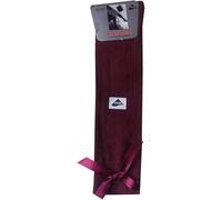 F & S LTD 6 X Pairs Of Kids Girls Knee High School Socks With Matching Bow Black Navy Grey White (Shoe Size 12.5-3.5 (7-10 Yrs), Wine)