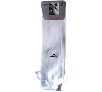 F & S LTD 6 X Pairs Of Kids Girls Knee High School Socks With Matching Bow Black Navy Grey White (Shoe Size 4-6.5 (11+ Yrs), White)