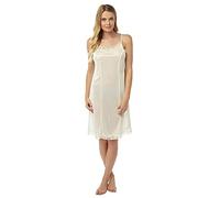 F & S LTD Ladies Chemise Full Slip Night Dress Women UK Satin Nightdress for Women Soft 100% Polyester Lace Trim With Adjustable Straps 39" Satin Nightdress Nighty (Cream, 18)