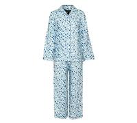 F & S LTD Ladies Women Brushed Cotton Pyjama Set Top Bottom Sleep Nightwear UK Size 12-26 (Blue, 20-22)