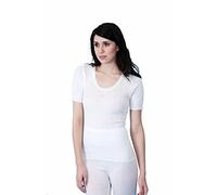 F & S LTD Ladies Womens Girls 100% Cotton White Short Long Sleeve Tops Vest & Long John Pantee UK Made (Short Sleeve Spencer Plain, 26-28)