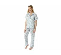 F & S LTD Ladies Womens Marlon Nightwear Cotton Short Sleeve Floral Pyjama Set Pink Blue Lilac MN14 (BLUE, 12-14)