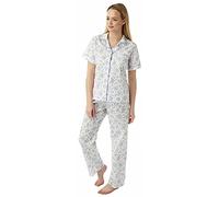 F & S LTD Ladies Womens Marlon Nightwear Cotton Short Sleeve Floral Pyjama Set Pink Blue Lilac MN14 (LILAC, 28-30)