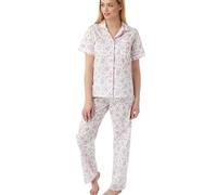 F & S LTD Ladies Womens Marlon Nightwear Cotton Short Sleeve Floral Pyjama Set Pink Blue Lilac MN14 (PINK, 24-26)