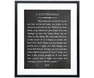 F Scott Fitzgerald For What It's Worth Framed Quote Gatsby Quote The Great Gatsby Quote Scott Fitzgerald Quote Gatsby Decor Great Gatsby Art/F Scott Fitzgerald Quotes Wall Art (Chalkboard Black)