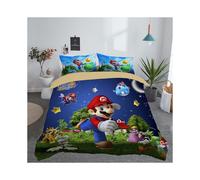 (F, Single?3pcs?) Nintendo 3pc Super Mario Cartoon Odyssey Single Panel Duvet Cover Set Bedding