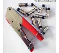F Type Compression Tool & 10X Rg6 Connectors Coaxial Crimping Crimper Sky Screw
