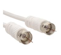 F-Type Plug to Plug Coaxial Cable for Satellite TV 10m White