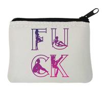 F U C K FCK Neon Light Girls Styled Neoprene Coin Purse Pouch 10x11cm White