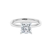 F/VS1, 2.15 Carat, Solitaire Lab-Grown Princess & Round Cut Diamond Wedding Anniversary Engagement Promise Ring in 18K White Gold (M) | Luxury Deluxe Collection for Gift