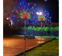 F&W Firework Solar Light Powered LED Garden Ornaments Outdoor Lantern with Red Green Blue colours stake into ground Copper LED Solar fairy lights for Party Weddings Camping light Garden Decor 3220 (1)