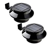 F&W Solar Gutter Lights Outdoor, LED Fence Gutter Lamp Lights, IP44 Waterproof Security Outdoor Garden Wall Lights for Gutters Porch Pathway SL-6102 (Black, 2)