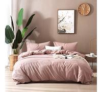 F.Y.Dreams 100% Washed Cotton Duvet Cover for Weighted Blanket 48x72 inches with 8 Ties, Zipper on Long Side/Dust Pink/Just Duvet Cover
