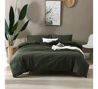 F.Y.Dreams 100% Washed Cotton Duvet Cover Weighted Blanket with 8 Ties Zip on Long Side Forest Green Duvet Cover Only 48 x 72 Inches