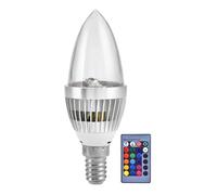 F&Y E14/E12 3W RGB LED Candelabra Bulb, Color Changing Candle Light Lamp with Remote Control Kit, Dimmable for Chandeliers, Ceiling Fans & Decorative Lighting (E14 Transparent Cover)