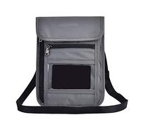 F&Y Gray Multi-Function Travel Passport Cover and Neck Wallet with Identity Protection and Water-Repelling Nylon Design