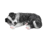 F&Y Lifelike Border Collie Puppy Statue, Lasting Synthetic Resin Garden Ornament, Weatherproof Dog Figurine for Outdoor & Home Decor