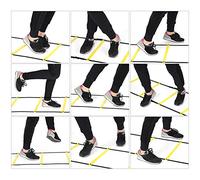 F&Y Speed Agility Ladder Kit with 6m Ladder, 12 Adjustable Flat Rungs and 10 Disc Cones, Carry Handle for Training Drills