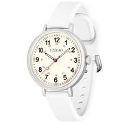 F.ZEGAO Nurse Watch for Nurse, Women Waterproof Watch for Swimming 24 Hour Military Time Luminous Easy to Read Dial with Second Hand, Silicone Band (White Color), White, Analog