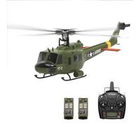 F07-V UH1D Huey RC Helicopter for Adults, 1/34 Scale 6CH 2.4G Remote Control Dual Brushless Direct-Drive Flybarless Military Helicopter, 3D/6G RC Aircraft Model with 6-Axis Gyroscope - 2 Battery