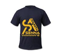 F1 Ayrton Senna 12 Formula 1 Grand Prix Racing Champion T-Shirt Navy