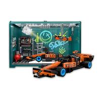 F1 Container Garage Building Blocks Set, Car Workshop Bricks Kit with Race Car, STEM Building Toy, Auto Repair Shop Model, Home Office Decor, Motorsport Collector's, Gift for Adult, Teen(Green)