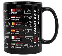 F1 Gifts for Men Mugs 2026 Formula 1 Calendar F1 Merchandise Black Ceramic Coffee Cup Displaying the race dates, host countries and layouts for 24 circuits Designed specifically for Motorsport