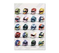 F1 Helmet Posters, Premium Motorbike Helmets Posters for Bedroom, Cool Car Posters, Modern Racing Motorbike Wall Art, Motorsport F1 Gifts for Garage, Office, Dorm Man Cave Decor (24x16 inch, Unframed)