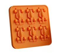 F1 Ice Mold,Race Car Themed Baking Mould Tray,6-Cavity 3D Race Car Shape Themed Tumbler Ice Cube Tray and DIY Baking Tool,Silicone Racing Car Jello Molds,Slow-Melting, No-Plastic (Orange)