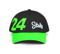 F1 Stake Kick Sauber Team - Official 2024 Merchandise - Team Kit Zhou Guanyu 24 Baseball Cap Hat - Unisex - Black & Green - Adjustable
