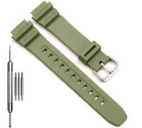 F108WH Series Men's Rubber Strap Compatible with Casio A158WA AE1200WH A168WA W800HG MRW200H W218H Watch Band (MilitaryGreen Band Steel Buckle)